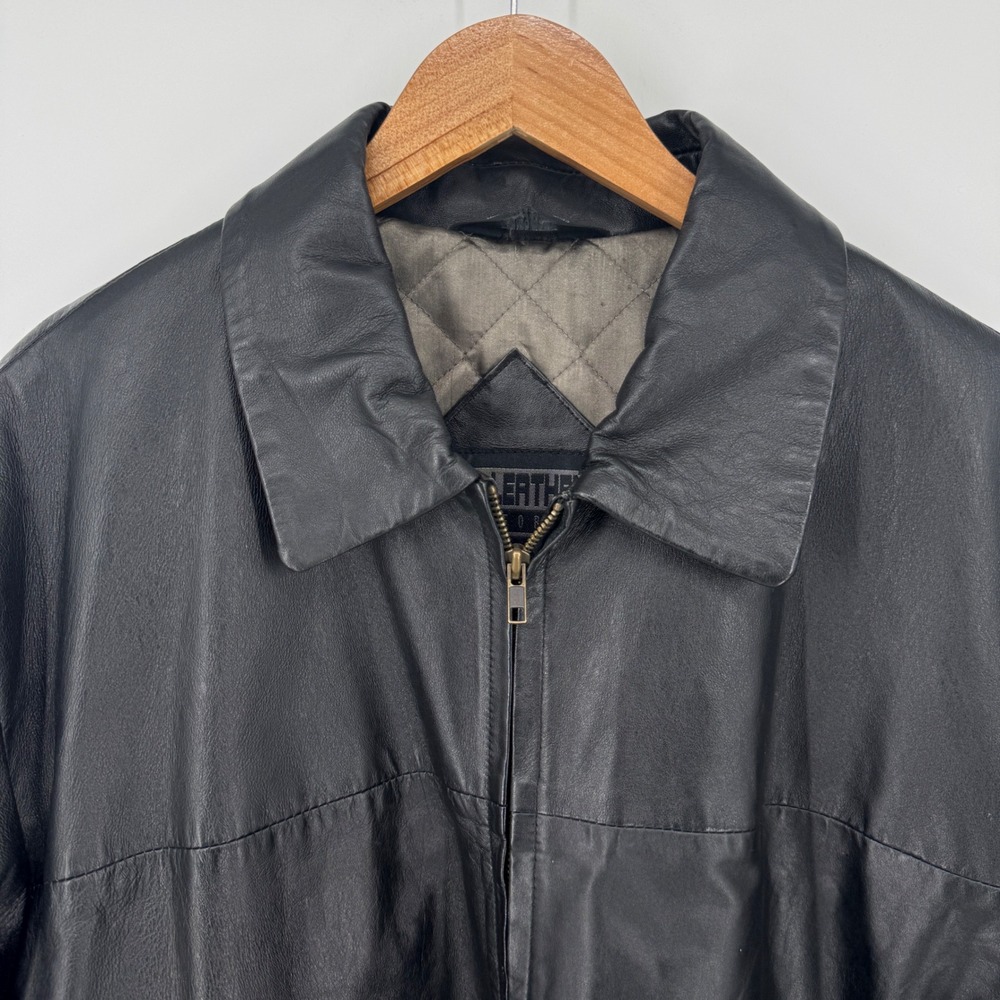 L.A. Leather California Mens XL Genuine Quilted‎ Lined Bomber Jacket Black